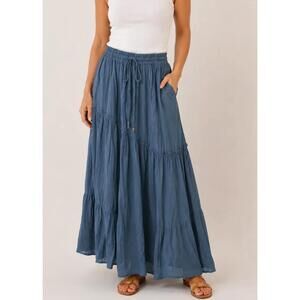 NEW CAMILLE & CO walk on by maxi skirt in blue